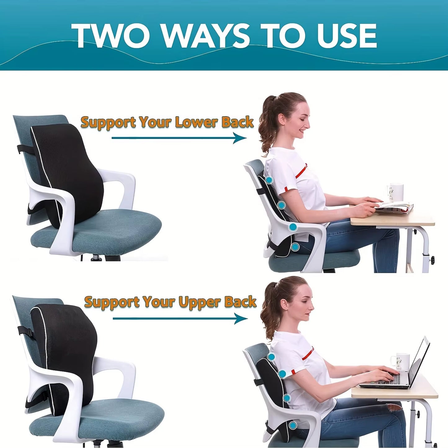 Ergonomic Memory Foam Lumbar Support Back Cushion