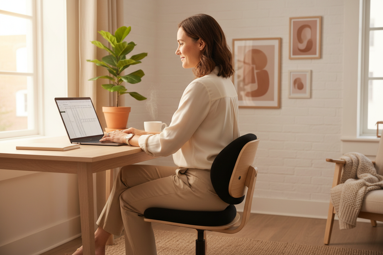 Télétravail avec coussin